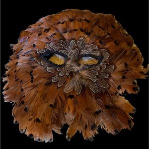 Vintage Authentic Feather OWL Bird HALLOWEEN MARDI GRAS MASQUERADE Mask COOL!